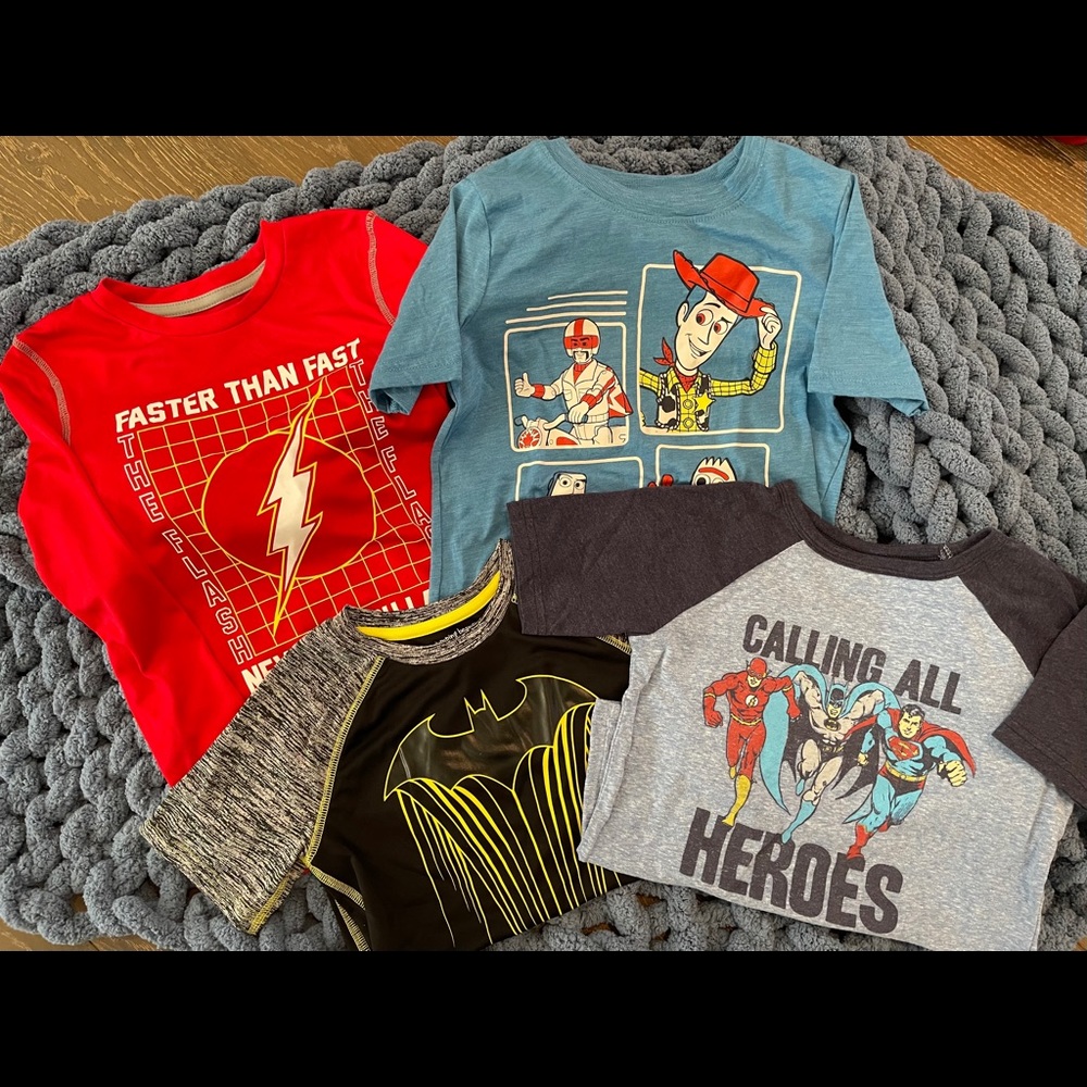 Boys Size 7 Shirts Lot - Super Heroes, Toy Story